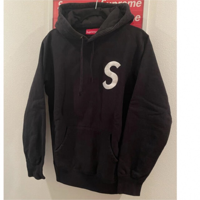 supreme パーカー Sロゴ　ブラック