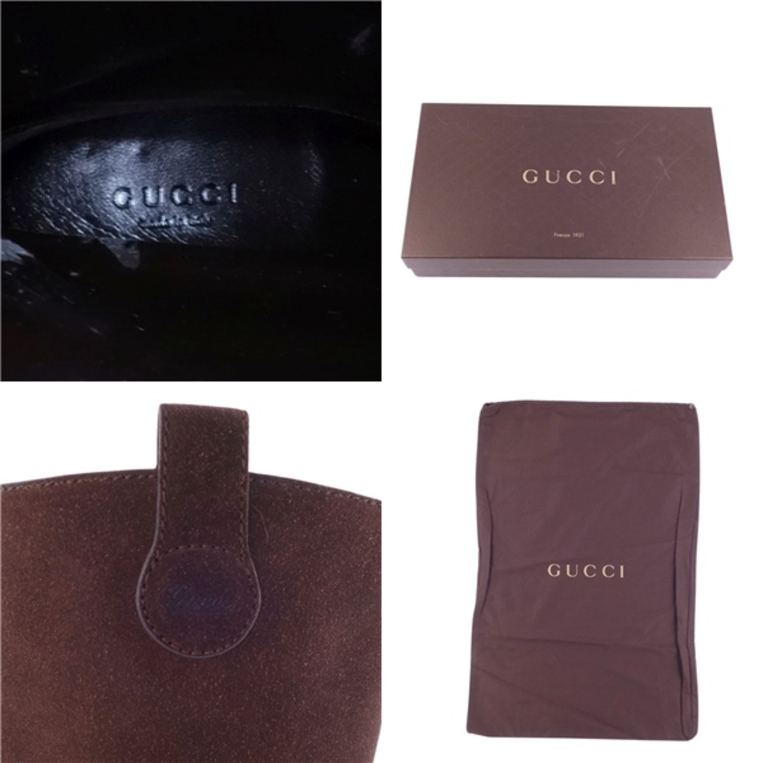 Gucci(グッチ)の美品 グッチ GUCCI ブーツ ロングブーツ スウェードレザー ヒール シューズ 靴 レディース イタリア製 35(22cm相当) ブラウン レディースの靴/シューズ(ブーツ)の商品写真