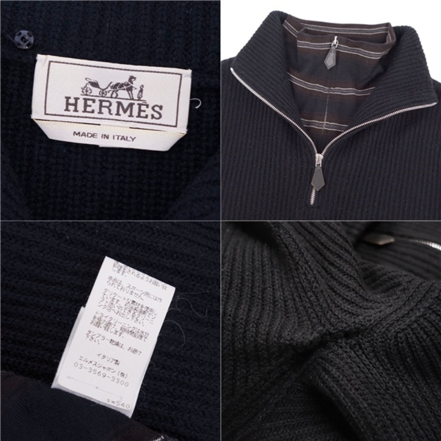 Hermes(エルメス)のエルメス HERMES ニット セーター 2way ロングスリーブ ウール トップス メンズ イタリア製 L ブラック メンズのトップス(ニット/セーター)の商品写真