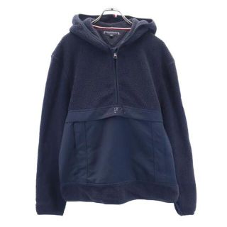 トミーヒルフィガー(TOMMY HILFIGER)のトミーヒルフィガー ボア ロゴプリント プルオーバー M ネイビー TOMMY HILFIGER パーカー メンズ 【中古】  【230216】(ダッフルコート)