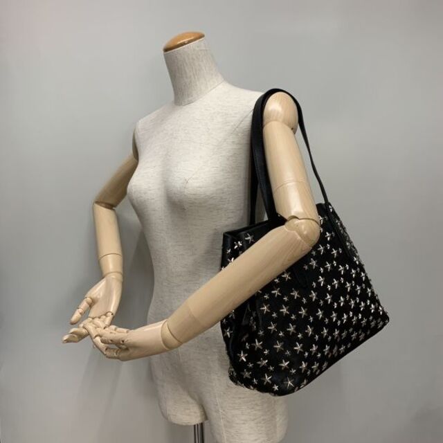 ジミーチュウ/トートバッグ/サシャ/レザー/スタースタッズ/黒【BAG4065】