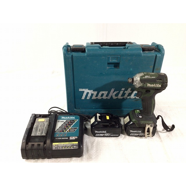 ☆品☆makita マキタ 18V 充電式インパクトドライバ TD171D オリーブ バッテリー2個(6.0Ah 5.0Ah) 充電器 ケース付 66889