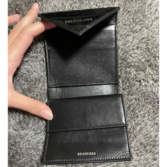 BALENCIAGA バレンシアガ　クロコ 型押し 2つ折り 財布 ブラック 3