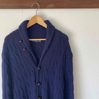 最新な 90 Ralph Lauren ショールカラーニットカーディガン M 1990´s