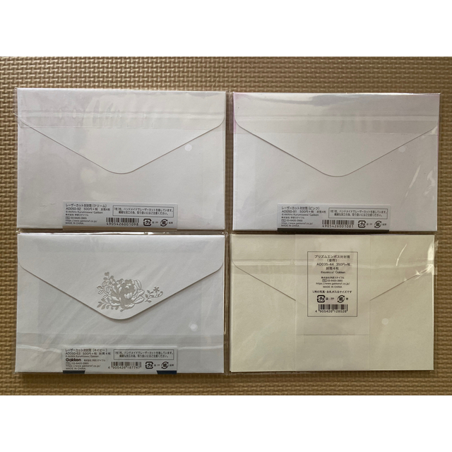 レーザーカット、箔押し　封筒　写真　Lサイズ　4セット ハンドメイドの文具/ステーショナリー(カード/レター/ラッピング)の商品写真