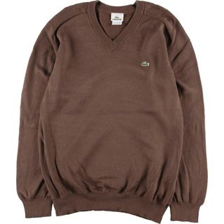 ラコステ LACOSTE フランス企画 Vネック コットンニットセーター 8 メンズXL /taa001736