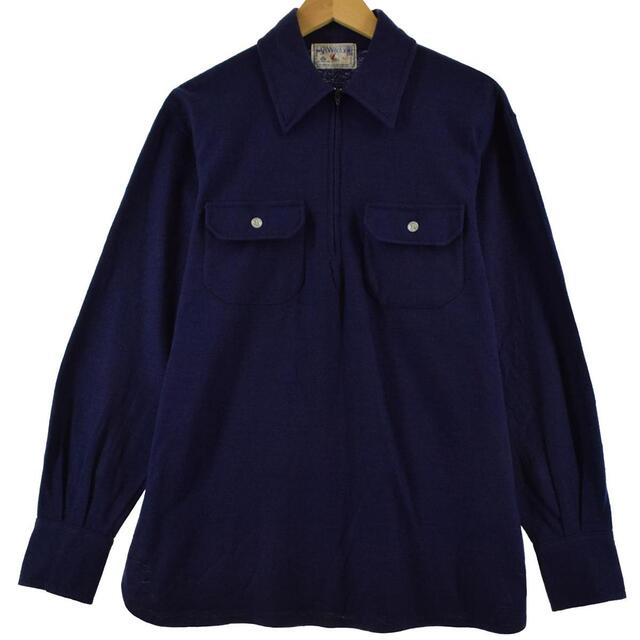 60年代 THE SPINNAKER SHIRT ハーフジップ ウールシャツ メンズL ヴィンテージ /eaa308368