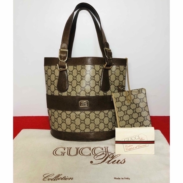 Gucci(グッチ)のOLD GUCCI ヴンテージ　グッチプラス PVC×レザー  トート レディースのバッグ(トートバッグ)の商品写真