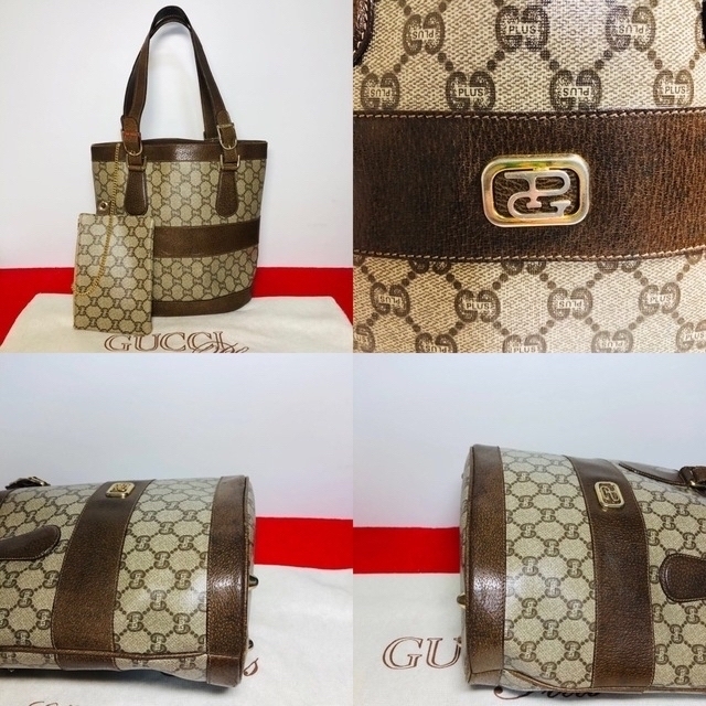 Gucci(グッチ)のOLD GUCCI ヴンテージ　グッチプラス PVC×レザー  トート レディースのバッグ(トートバッグ)の商品写真