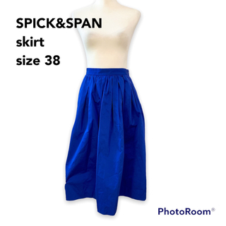 スピックアンドスパン(Spick & Span)のスピック&スパン　ロングスカート　フレア　ハリ感　青色　無地　M相当(ロングスカート)