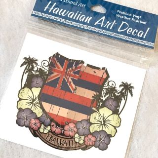 Hawaii ハワイ　国旗　ステッカー　ハイビスカス(しおり/ステッカー)