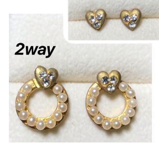 2way ピアス　ハート(ピアス)