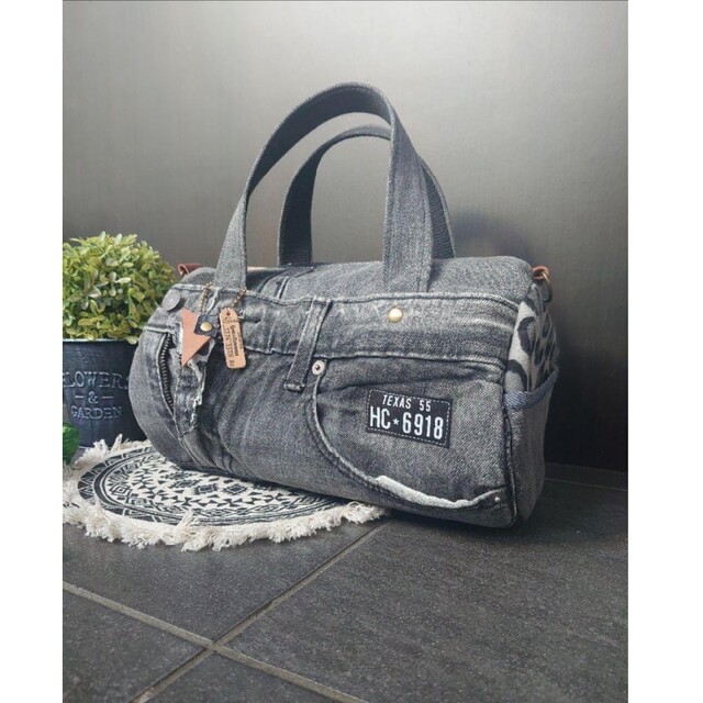 No182【DENIM✖️ボストンBAG❤️】ドラム缶型バッグ ショルダーバッグ