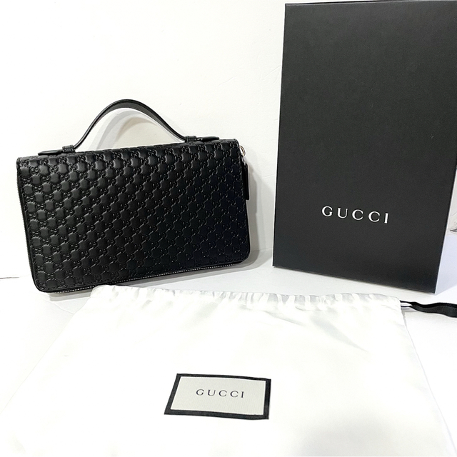 GUCCI グッチ 新品 メンズ クラッチバッグ 手持ち 長財布 ブラック-
