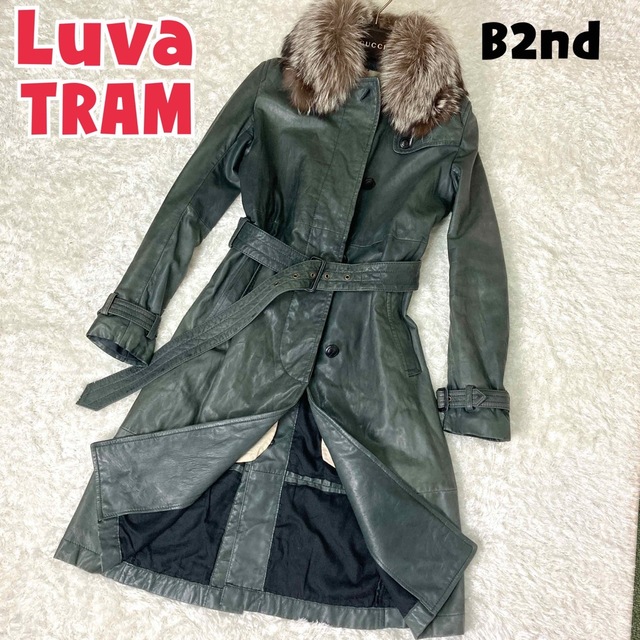 ジャケット/アウター★ 羊革★Luva TRAM レザー　ロングコート　ダークグリーン　b2nd