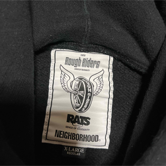 NEIGHBORHOOD(ネイバーフッド)のNEIGHBORHOOD RATS ROUGH RIDERS パーカー　XL 黒 メンズのトップス(パーカー)の商品写真