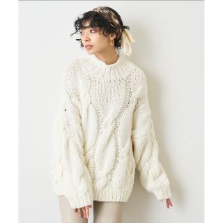 ウィムガゼット(Whim Gazette)の新品♡ハンドケーブルプルオーバー、ホワイト、ウィムガゼット(ニット/セーター)