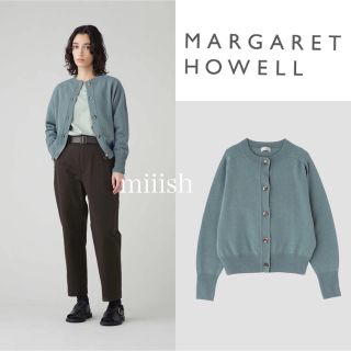 マーガレットハウエル(MARGARET HOWELL)の美品 2022-2023 マーガレットハウエル ラムズ ウールカーディガ3.2万(ニット/セーター)