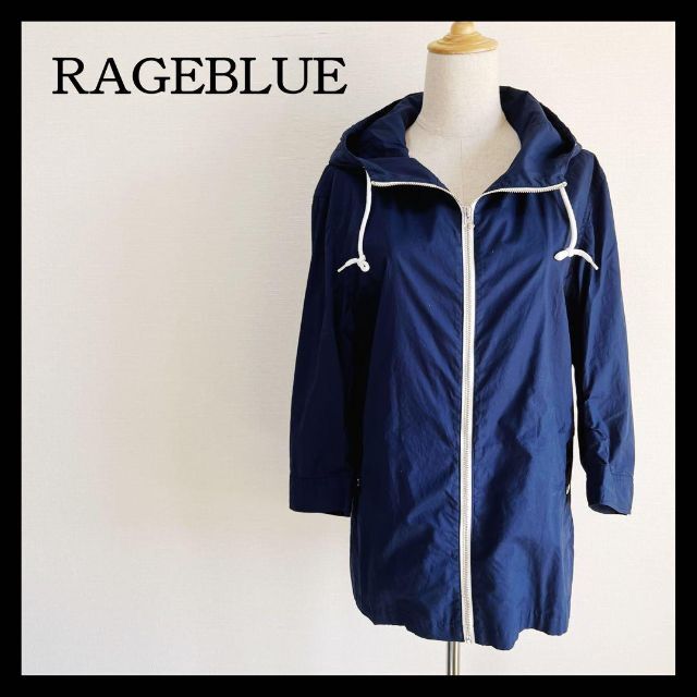 RAGEBLUE(レイジブルー)のRAGEBLUE レイジブルー パーカー 七分袖 ネイビー コットン 綿 レディースのトップス(パーカー)の商品写真