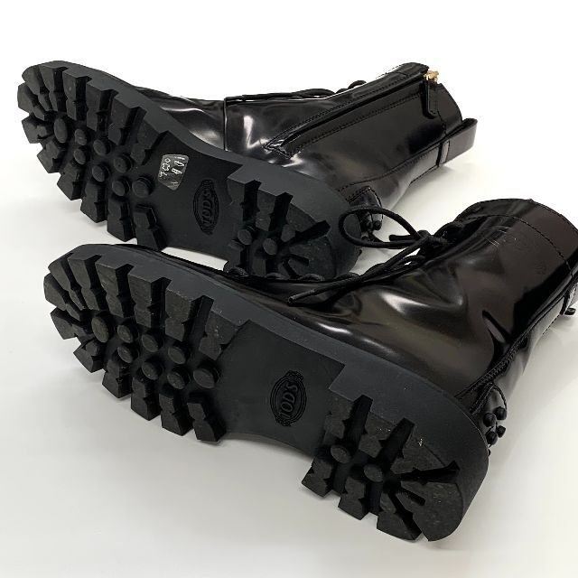 トッズ レザー ロゴ レースアップ ショートブーツ ブラック-