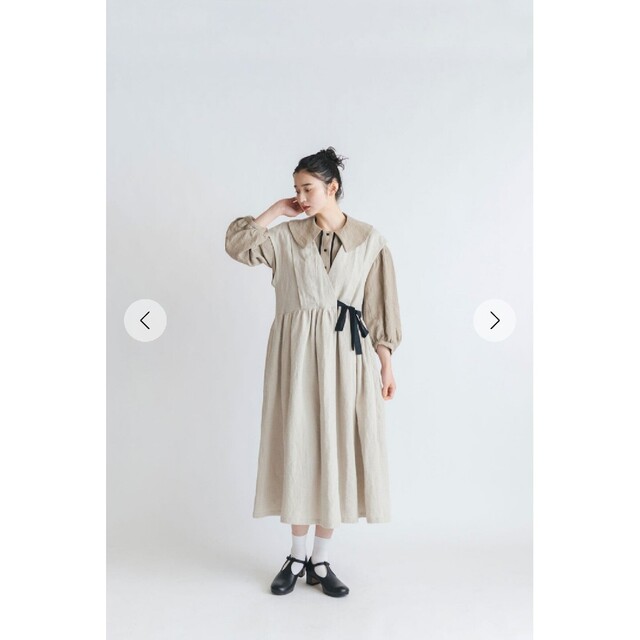 nest Robe(ネストローブ)のMAGALI｜ブラッシュドベルギーリネン セミカシュクール ワンピース レディースのワンピース(ロングワンピース/マキシワンピース)の商品写真