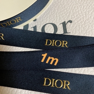クリスチャンディオール(Christian Dior)のDior/2021✨クリスマス限定✨ネイビー&ゴールドロゴリボン【幅2㎝×1m】(ラッピング/包装)