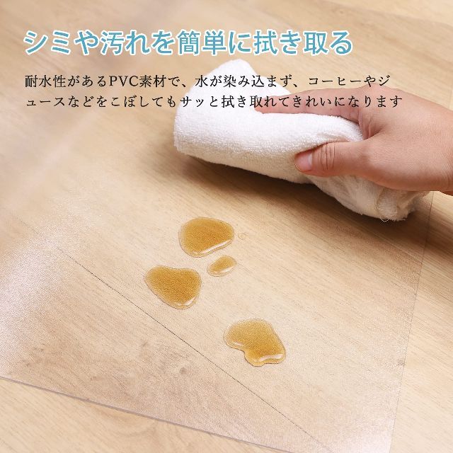 チェアマット 100×120cm 床保護マット SALLOUS ずれない 透明 3