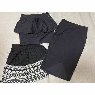 ザラ(ZARA)のスカート　3点セット　モノトーン　黒　韓国ファッション　ペプラム　ZARA (セット/コーデ)