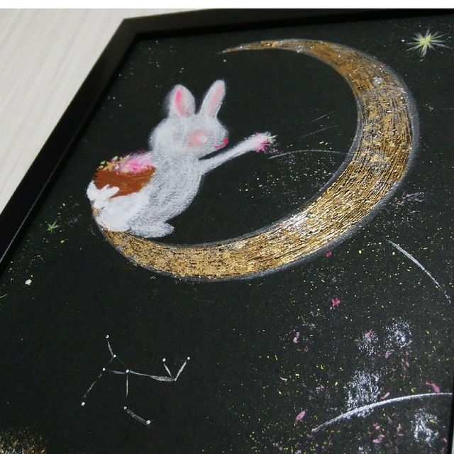 風水開運絵画＊moonrabbit 星月夜兎 星光樹の森 輝く白うさぎ 金運飛躍 | halabedi.eus