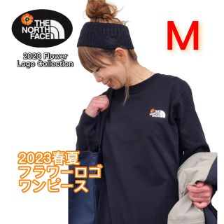 ザノースフェイス(THE NORTH FACE)の23春新モデル ノースフェイス マキシ フラワーロゴ ワンピース M ブラック(ロングワンピース/マキシワンピース)