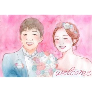 似顔絵オーダー☆A4☆結婚式☆ウェルカムボード☆記念日☆誕生日(ウェルカムボード)