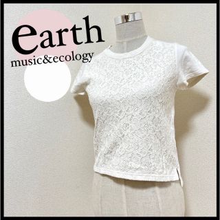 アースミュージックアンドエコロジー(earth music & ecology)のearth music&ecology アース F 半袖 夏服 花柄 キュート(ニット/セーター)