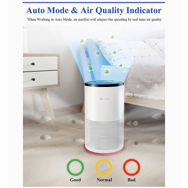 A8 空気清浄機 花粉対策 アプリ操作 PM2.5対応 最大22畳ホワイト