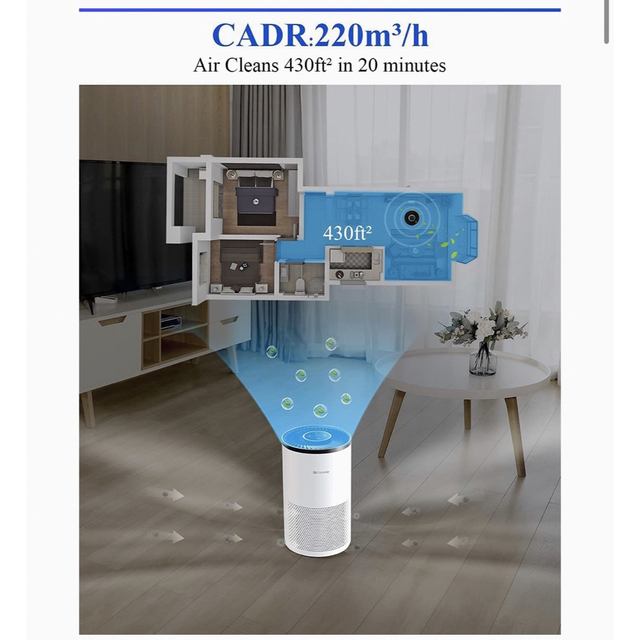 A8 空気清浄機 花粉対策 アプリ操作 PM2.5対応 最大22畳ホワイト