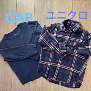 ギャップキッズ(GAP Kids)のGAP&ユニクロ 110ブルー系トップス2枚セット(Tシャツ/カットソー)