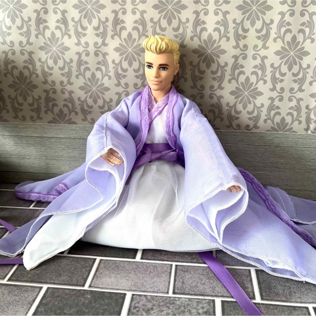 バービー　人形　ケン　オビツ27スリムボディ　古代中国　漢服セット　白×紫 3