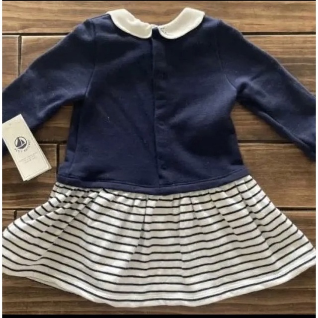 PETIT BATEAU(プチバトー)のプチバトー　スウェットマリニエール切り替えワンピース キッズ/ベビー/マタニティのベビー服(~85cm)(ワンピース)の商品写真