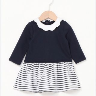 プチバトー(PETIT BATEAU)のプチバトー　スウェットマリニエール切り替えワンピース(ワンピース)