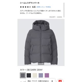 ユニクロ(UNIQLO)のシームレスダウンパーカ　ダークグレー(ダウンジャケット)