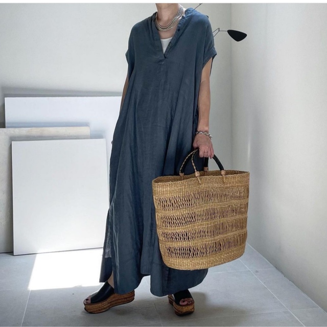argue essential linen dress リネン ワンピース - ロングワンピース