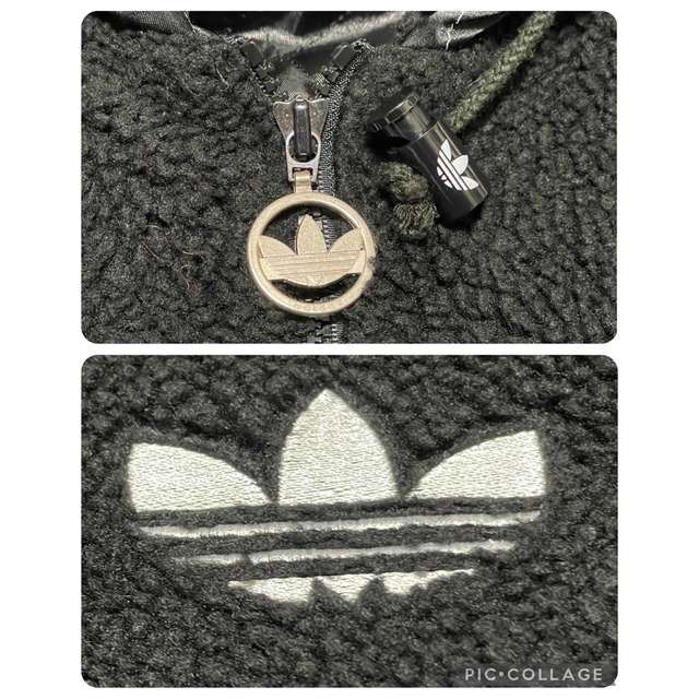 90s adidas デサント製 ボア キルティング切替 ブルゾン 背面刺繍ロゴ