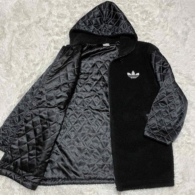 90s adidas デサント製 ボア キルティング切替 ブルゾン 背面刺繍ロゴ 2