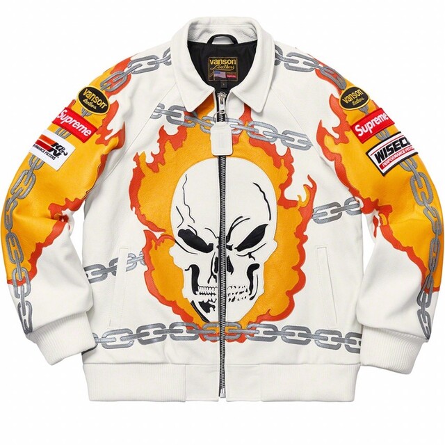 Supreme(シュプリーム)のM supreme vanson leather GhostRider 白 メンズのジャケット/アウター(レザージャケット)の商品写真