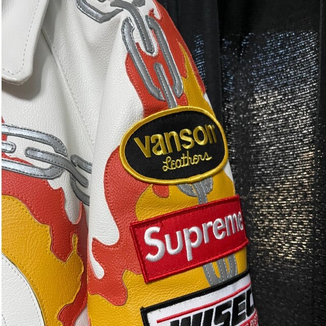 Supreme(シュプリーム)のM supreme vanson leather GhostRider 白 メンズのジャケット/アウター(レザージャケット)の商品写真