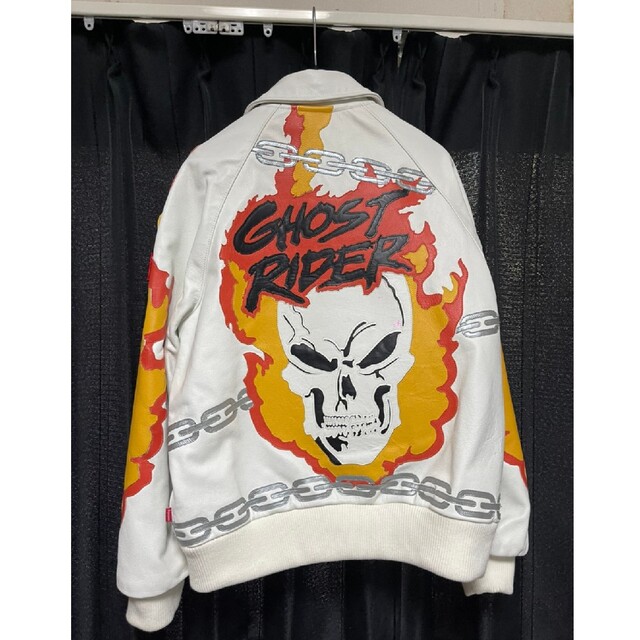 Supreme(シュプリーム)のM supreme vanson leather GhostRider 白 メンズのジャケット/アウター(レザージャケット)の商品写真