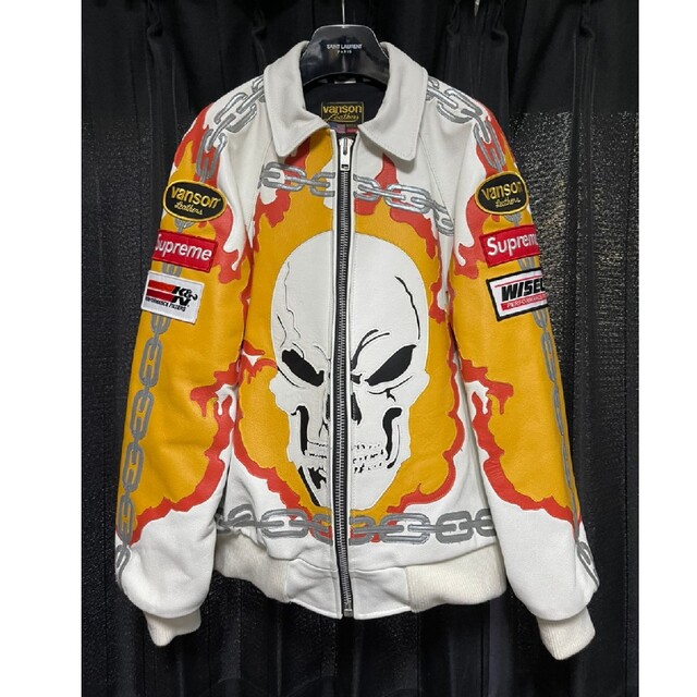 Supreme(シュプリーム)のM supreme vanson leather GhostRider 白 メンズのジャケット/アウター(レザージャケット)の商品写真