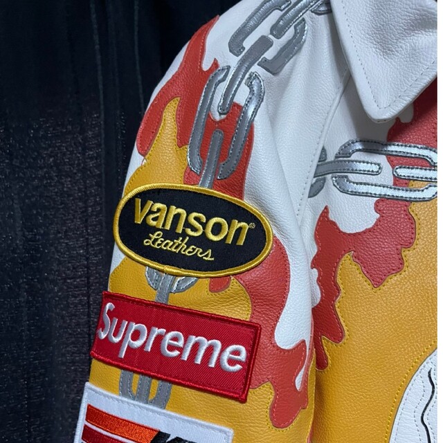 Supreme(シュプリーム)のM supreme vanson leather GhostRider 白 メンズのジャケット/アウター(レザージャケット)の商品写真