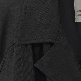 Yohji Yamamoto POUR HOMME ヨウジヤマモト プールオム 19SS HH-D20-314 リネン ギャザー 半袖 ロングシャツ ブラック