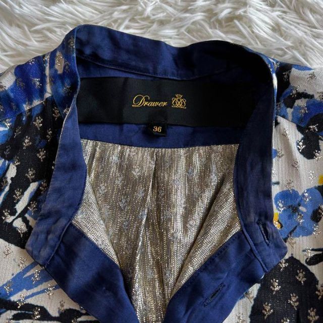 希少品 Drawer ロングワンピース 現行タグ 総柄 マルチカラー シルク混