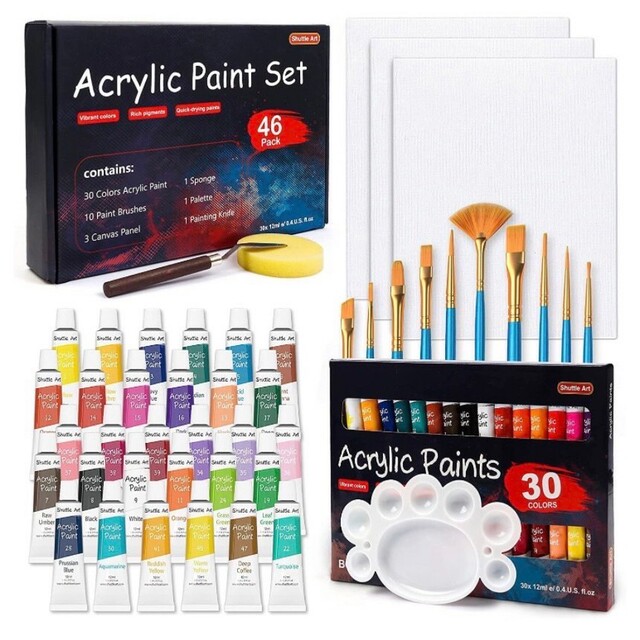 アクリル 絵の具 油絵 46点 セット 30色 10本 チューブ 12ml エンタメ/ホビーのアート用品(絵の具/ポスターカラー)の商品写真